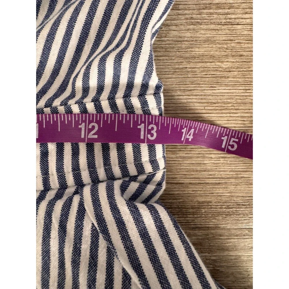 Eliza J Blue White Striped Shirt Dress 100% Cotton Button Front Size 4 Pockets - Picture 9 of 12